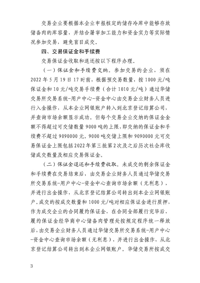華儲網發布第八批中央儲備凍豬肉收儲公告:競價交易4萬噸 華儲網發布第八批中央儲備凍豬肉收儲公告:競價交易4萬噸